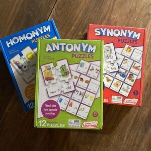 Set of 3 Learning Puzzles for Kids. Synonyms, Antonyms, Homonyms.Junior Learning